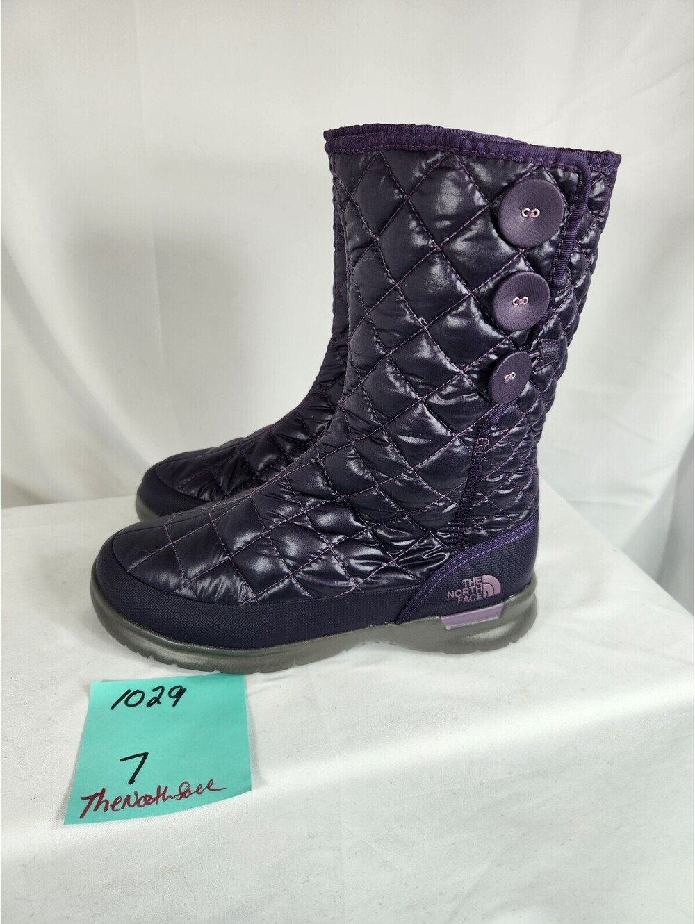 The North Face Women's ThermoBall Quilted Purple Button-Up Winter Boots US 7